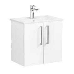 Vitra Root 66366 Lavabo Dolabı, Kapaklı, 60 Cm, Dar, Parlak Beyaz, Köşeli Lavabolu